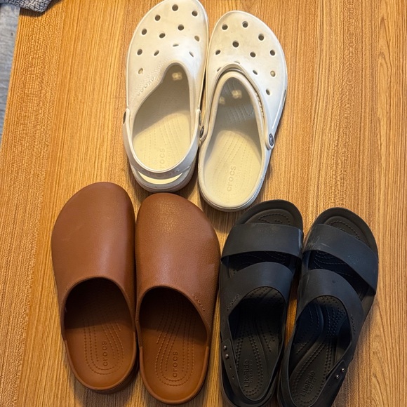 CROCS Shoes - CROCS White, Brown, and Black Footwear Set